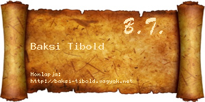 Baksi Tibold névjegykártya